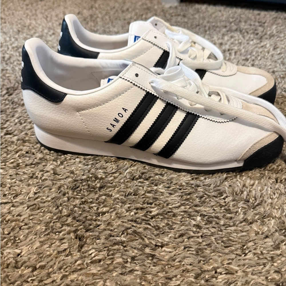 adidas White and Black Samoa Retro Sneakers